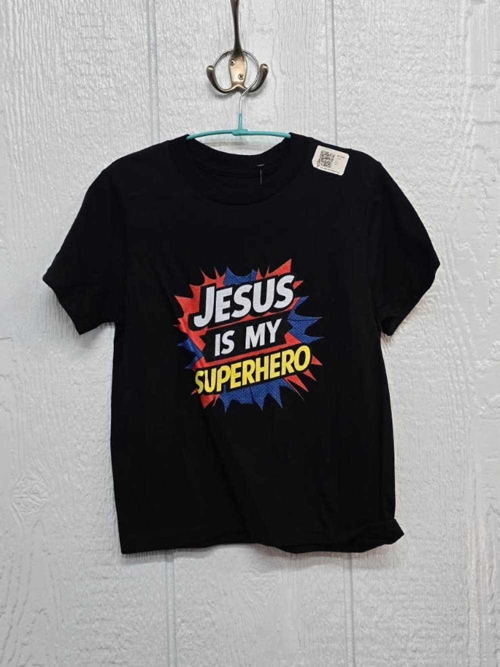 Kids XS Gildan Black Kids 'Jesus Is My Superhero' Graphic Tee